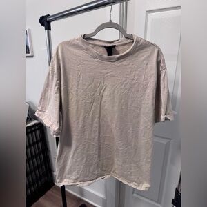 H&M Men's Beige Heavyweight Short Sleeve Tee